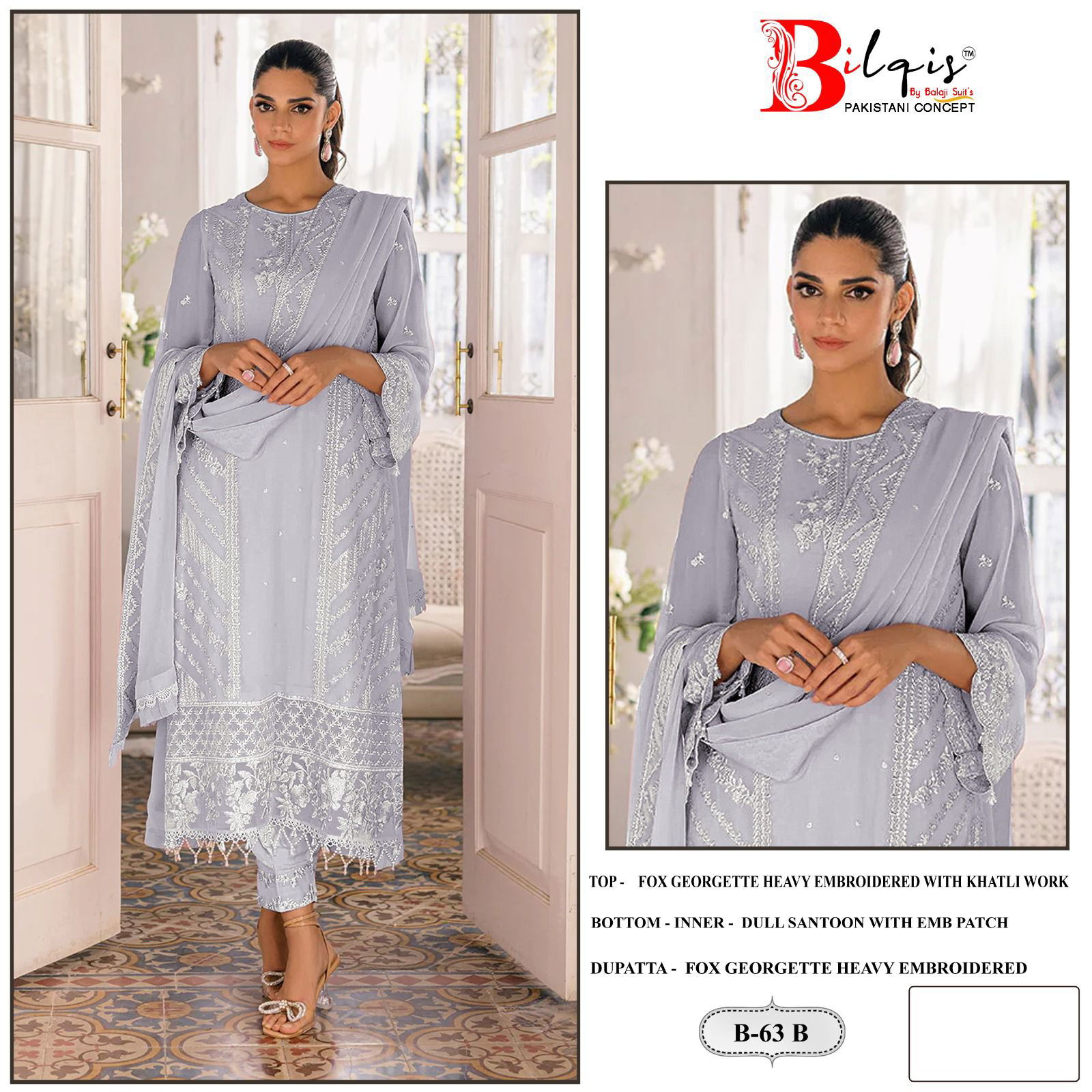 Bilqis B 63 A To D Georgette Embroidery Pakistani Suits Wholesale Shop In Surat
